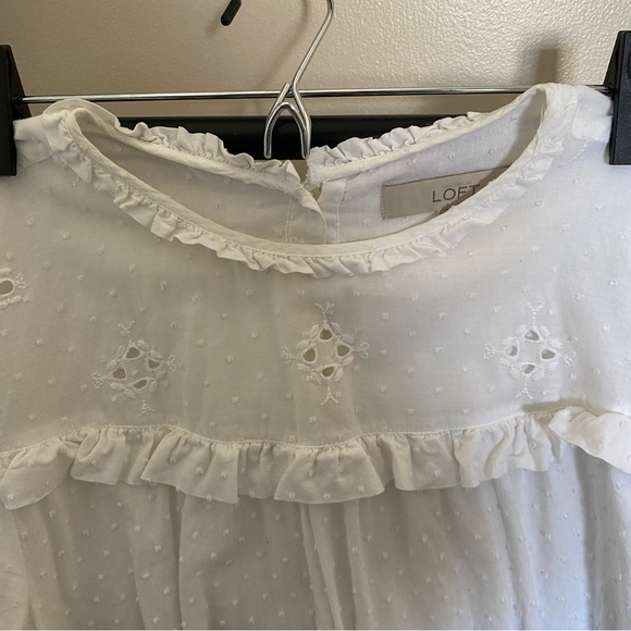 White Cotton Eyelet Blouse Loft Medium - Picture 2 of 8